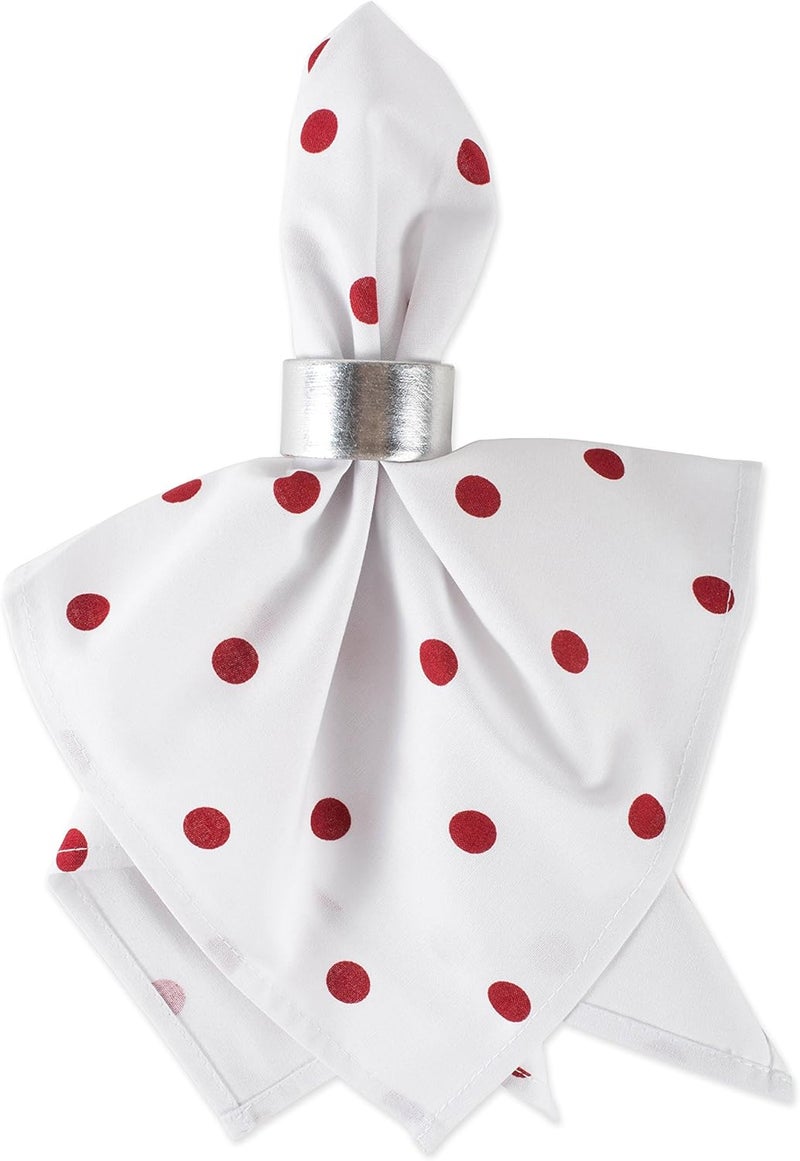 DII Polka Dot Kitchen Collection Napkins 18x18 WhiteRed 4 Piece - Image 3