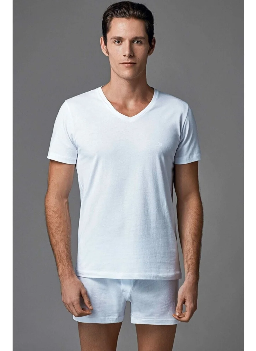 Eros 4 Pieces Cotton V Neck Combed Cotton Undershirt T-Shirt