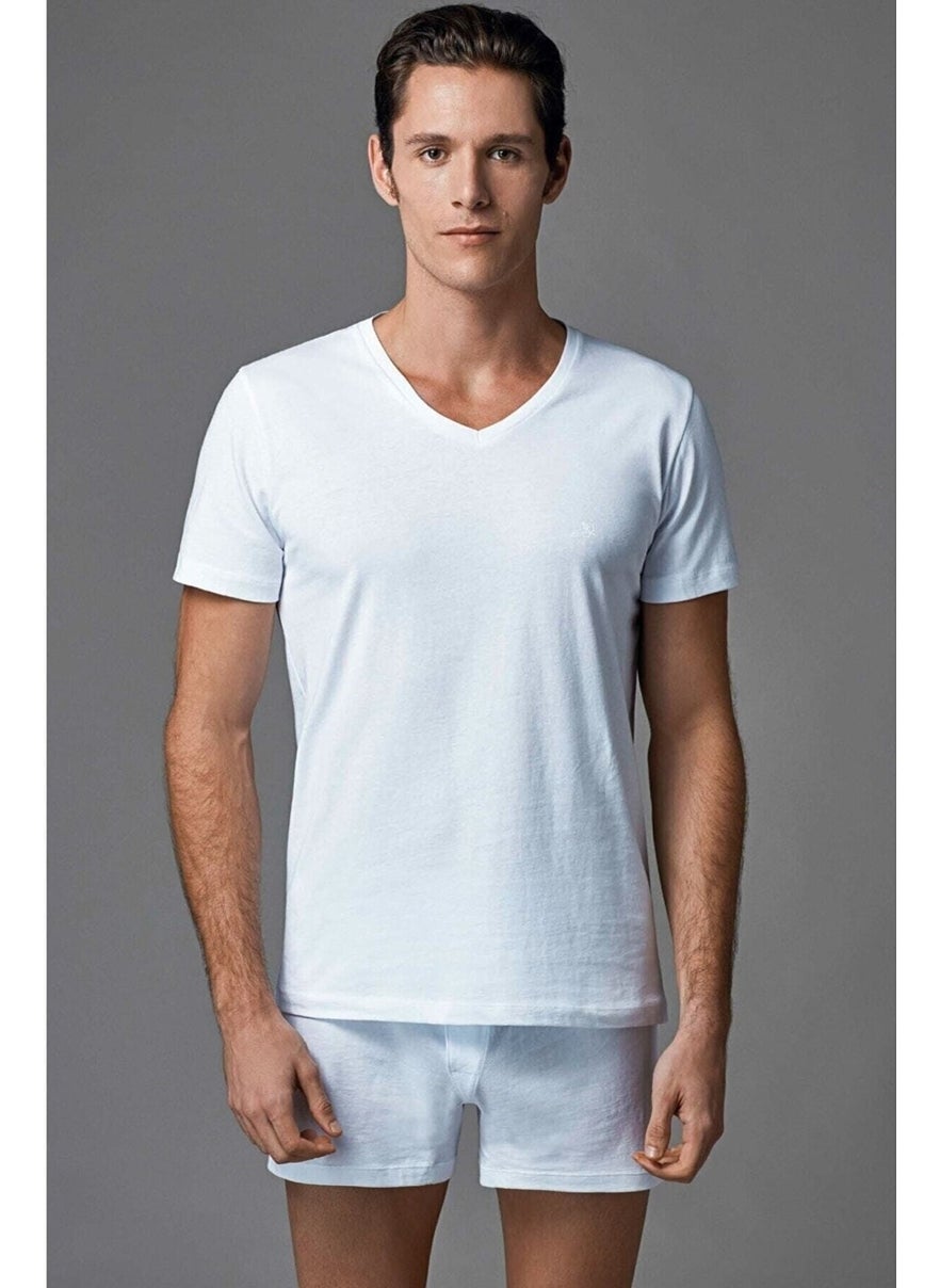 Eros - 4 Pieces Cotton V Neck Combed Cotton Undershirt T-Shirt - Image 1