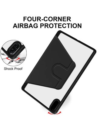 غطاء خلفي شفاف متوافق مع جهاز Honor Pad X8a بحجم 11 بوصة 2024، قاعدة دوارة بزاوية 360 درجة، غطاء ذكي قابل للطي مع ميزة النوم/الاستيقاظ لجهاز Honor Pad X8a تابلت (أسود) - view 4