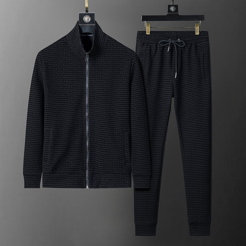 High-Quality 25-Year Trendy Brand Casual All-Over Flocking Printed Sports Suits For Men And Women, Same-Style Couple Suits - Image 2