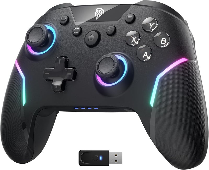 إيزي إس إم إكس وحدة تحكم لعب ألعاب لاسلكية X20 مع إضاءة خلفية RGB، عصي تحكم من نوع Hall Effect ذات مرحلتين، معدل استطلاع بيانات 1000 هرتز، جيروسكوب 6 محاور، متوافقة مع أنظمة الكمبيوتر/الألعاب الإلكترونية Switch/Steam/أندرويد، تحتوي على أزرار ميكانيكية. - Image 1