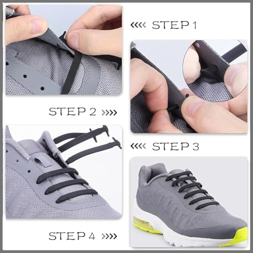 Zytiqt 2 Pairs Shoe Laces Black and White, No Tie Shoe Laces for Sneakers, Elastic Shoe Lace for Men and Women, Comfortable and Convenient for Office and Sports - Image 4