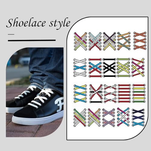 Zytiqt 2 Pairs Shoe Laces Black and White, No Tie Shoe Laces for Sneakers, Elastic Shoe Lace for Men and Women, Comfortable and Convenient for Office and Sports - Image 5