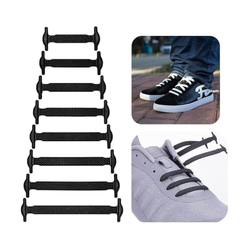 Zytiqt 2 Pairs Shoe Laces Black and White, No Tie Shoe Laces for Sneakers, Elastic Shoe Lace for Men and Women, Comfortable and Convenient for Office and Sports - Image 3