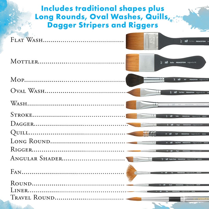 Princeton Aqua Elite, Series 4850, Synthetic Kolinsky Watercolor Paint Brush,Travel Round, 6 - Image 5