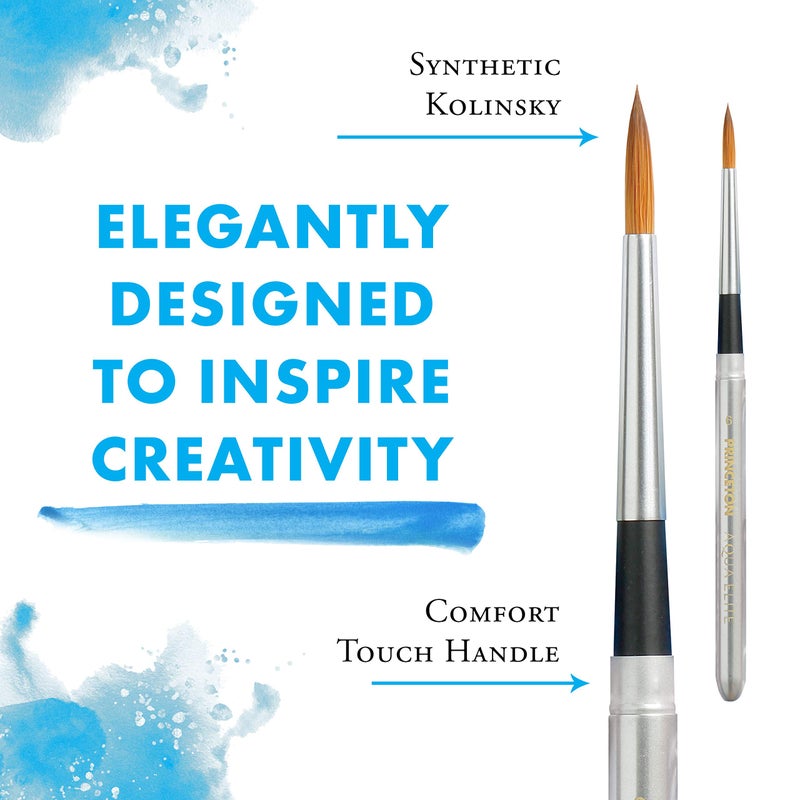 Princeton Aqua Elite, Series 4850, Synthetic Kolinsky Watercolor Paint Brush,Travel Round, 6 - Image 4