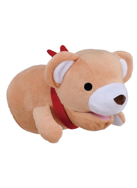 BONBI ALCON Animal Mitten Happy Zoo Bear, Plush Dog Chew Toy, with Whistle