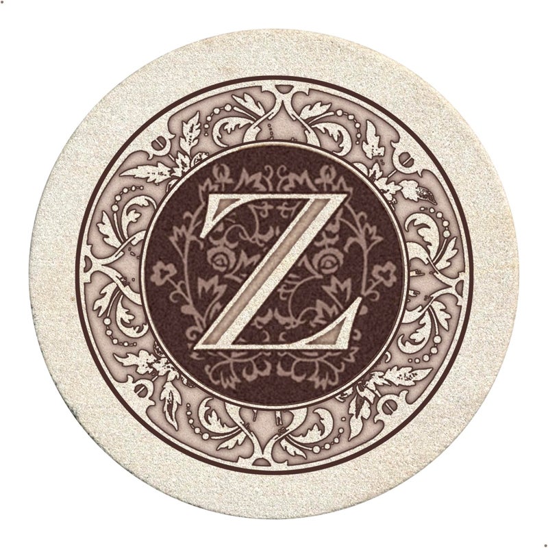 Thirstystone Monogram Letter Z 4 Pack Natural Sandstone Coaster Manufactured in The USA Artistic Absorbent Easily Wipes Clean