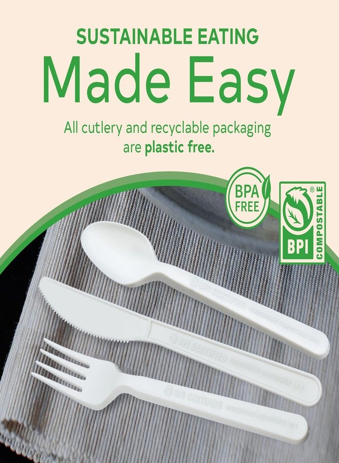 Treeatery - Compostable Cutlery Set, Plant-Based Compostable Utensils Disposable, Dishwasher-Safe Compostable Silverware, 380-Piece Disposable Cutlery, Plant a Tree with Every Box, Ivory White - Image 3