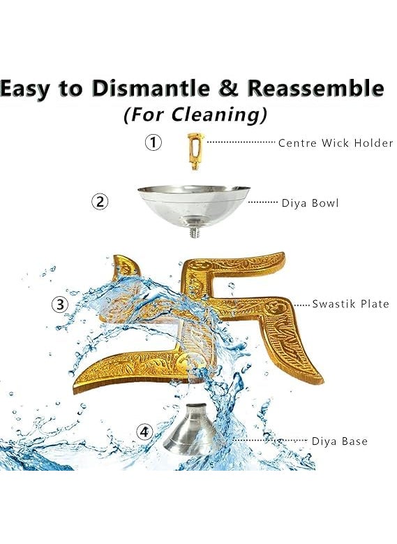 AC ANAND CRAFTS AC ANAND CRAFTS Swastik Akhand Diya for Puja with Gift Box Gold White Akhand Diyas Pooja Room Decoration Return Gift House Warming Gift  - Image 4