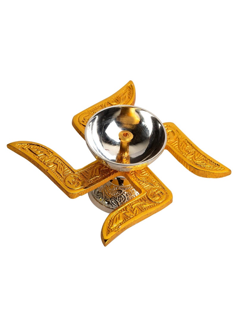 AC ANAND CRAFTS AC ANAND CRAFTS Swastik Akhand Diya for Puja with Gift Box Gold White Akhand Diyas Pooja Room Decoration Return Gift House Warming Gift  - Image 1