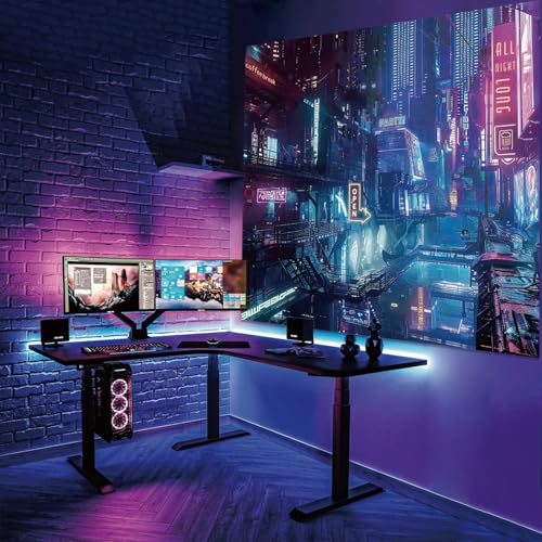 Avinyl Anime Punk City Wall Tapestry for Bedroom, Japanese Futuristic Neon Night Street Cyberpunk Tapestries Aesthetic, Futurism Skyscraper Backdrop for Living Gaming Room Dorm Decor 51in X 60in - Image 2