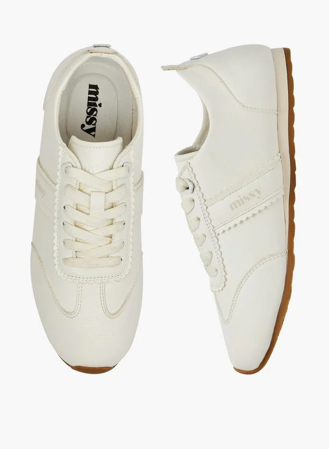 ميسي Scallop Trim Lace-Up Ankle School Sneakers