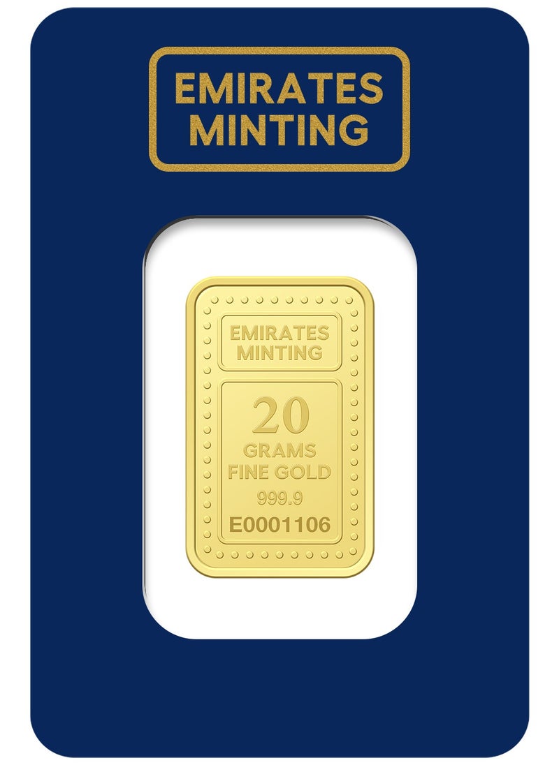 EMIRATES MINTING - Emirates Minting 20 Grams 999.9 Purity Gold Bar - Image 1