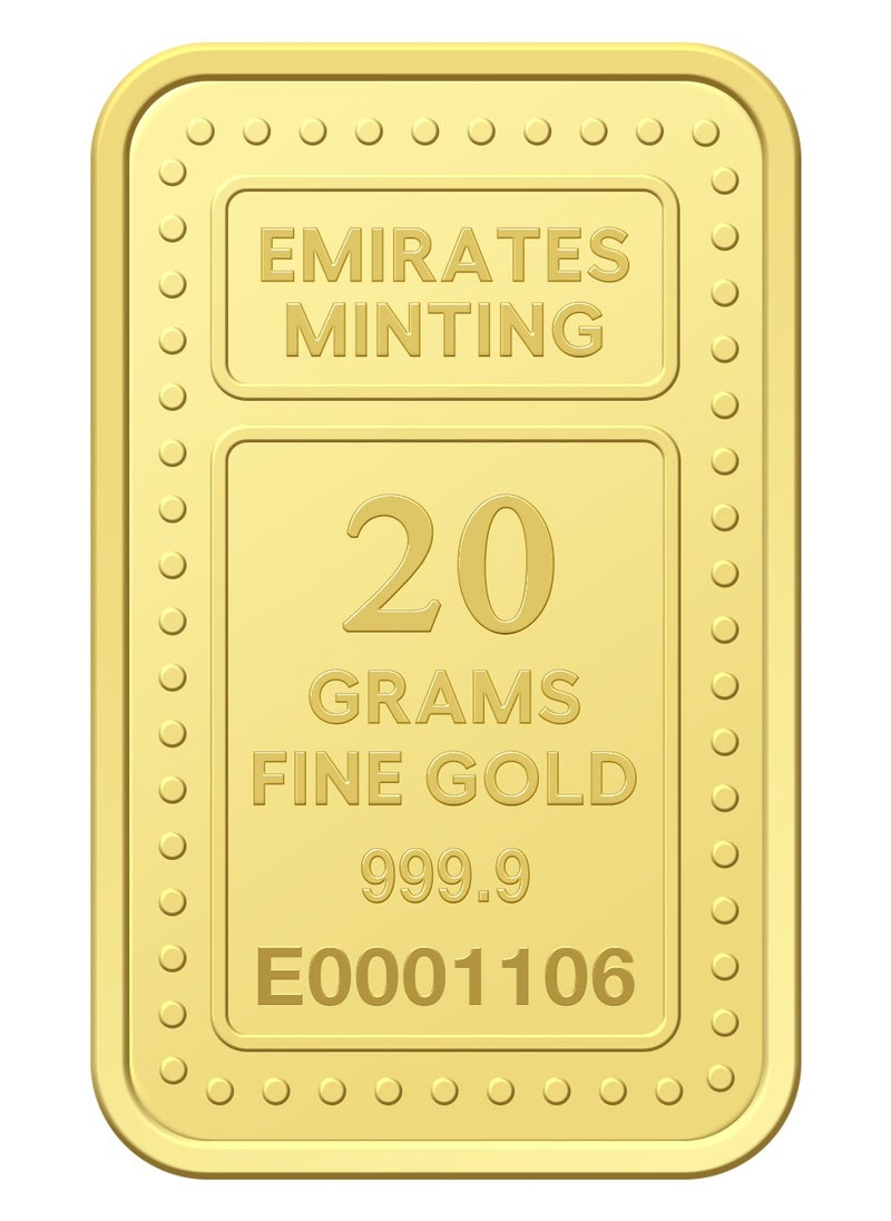EMIRATES MINTING - Emirates Minting 20 Grams 999.9 Purity Gold Bar - Image 1