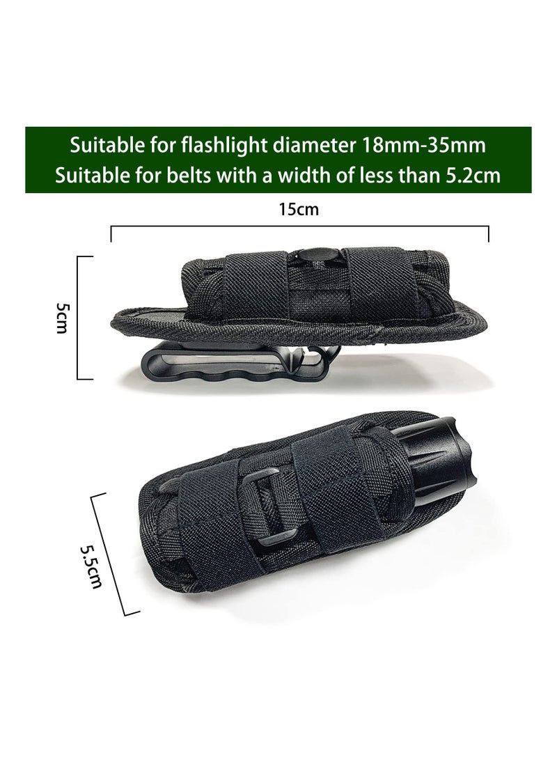 Zikra Rotatable Tactical Flashlight Pouch Holster, Durable Flashlight Holder with Belt Clip Tactical Torch Carry Case with 360 Degree Carabiner Reel Clip for Camping Hiking Climbing Hunting - Image 4