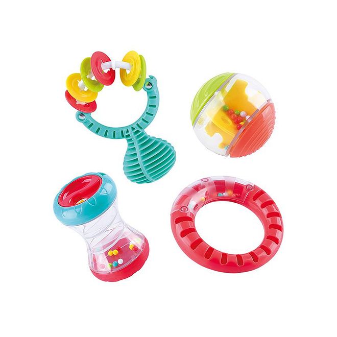 PLAYGO مجموعة هزازات حسية للأطفال من بلاي جو - مجموعة ألعاب حيوانات مكونة من 4 قطع، مهارات حركية وتنسيق، 3 أشهر وما فوق - Image 1