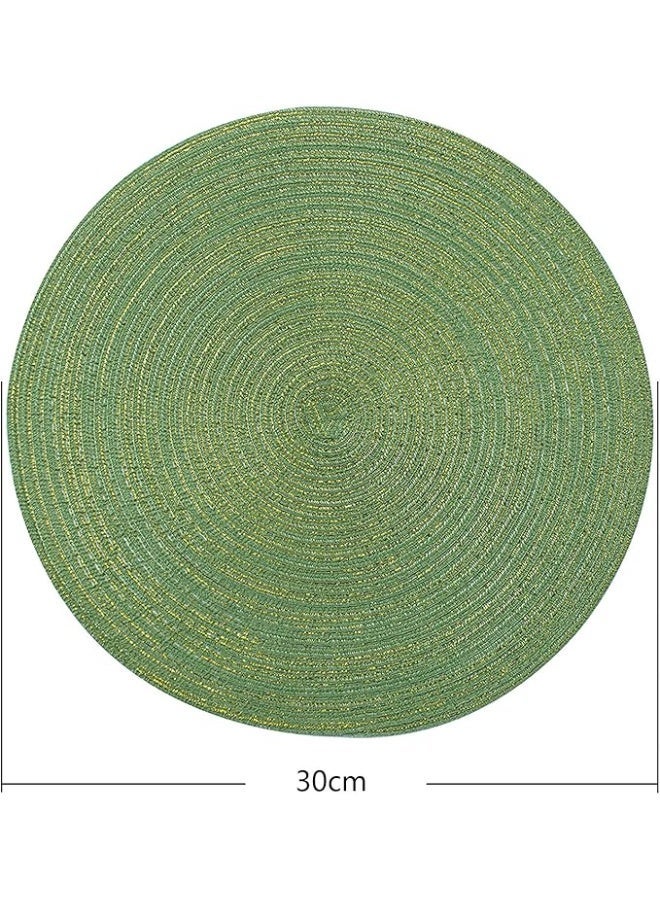 مجموعة بلاسيمات مجدولة مستديرة مقاس 6،30 سم بلاسيمات مجدولة قطنية، بلا دهون، صلبة ومتينة، مقاومة للحرارة، لحفلات العشاء، BBQs للاستخدام في الأماكن المغلقة والمنامة، باللون البيج والأخضر - Image 3