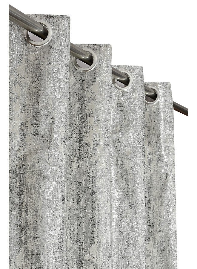 بوراف لايت ستائر من قماش الجوت بتصميم خفيف من Purav بتصميم جاكار مزخرف للباب بطول 8 أقدام لغرفة المعيشة وغرفة النوم، باللون الرمادي - مجموعة من قطعتين - Image 5