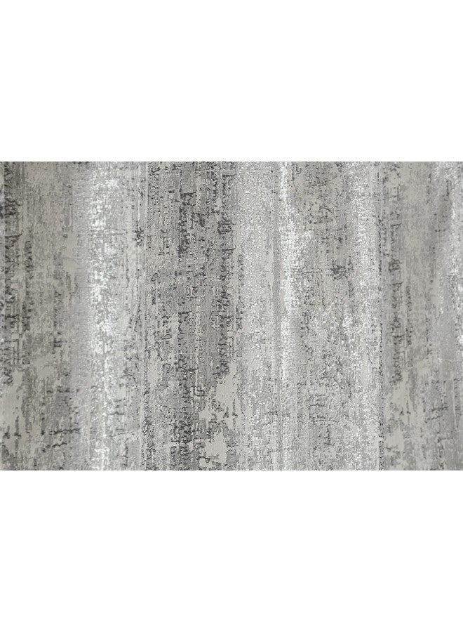 بوراف لايت ستائر من قماش الجوت بتصميم خفيف من Purav بتصميم جاكار مزخرف للباب بطول 8 أقدام لغرفة المعيشة وغرفة النوم، باللون الرمادي - مجموعة من قطعتين - Image 4