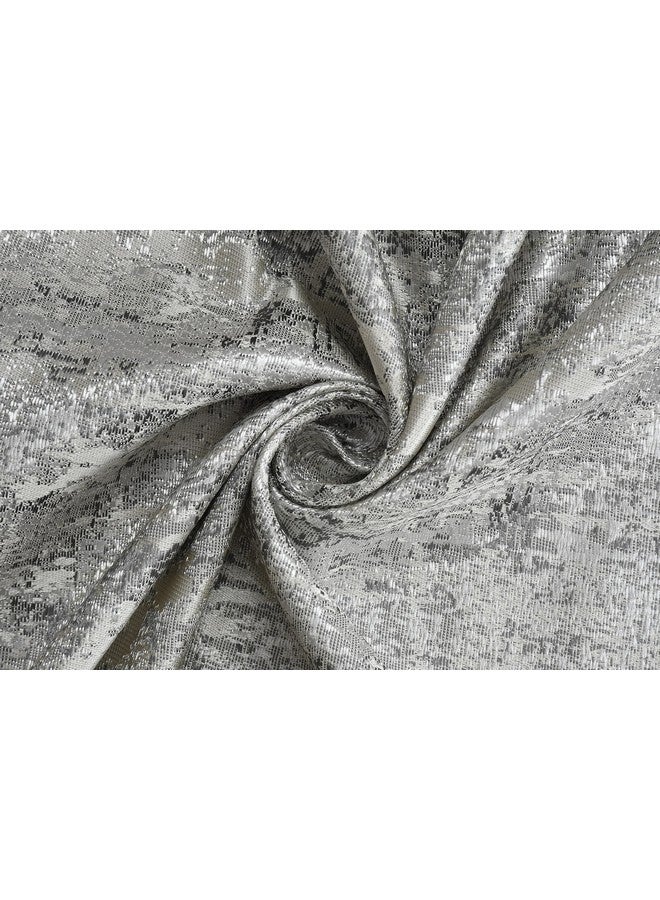 بوراف لايت ستائر من قماش الجوت بتصميم خفيف من Purav بتصميم جاكار مزخرف للباب بطول 8 أقدام لغرفة المعيشة وغرفة النوم، باللون الرمادي - مجموعة من قطعتين - Image 3