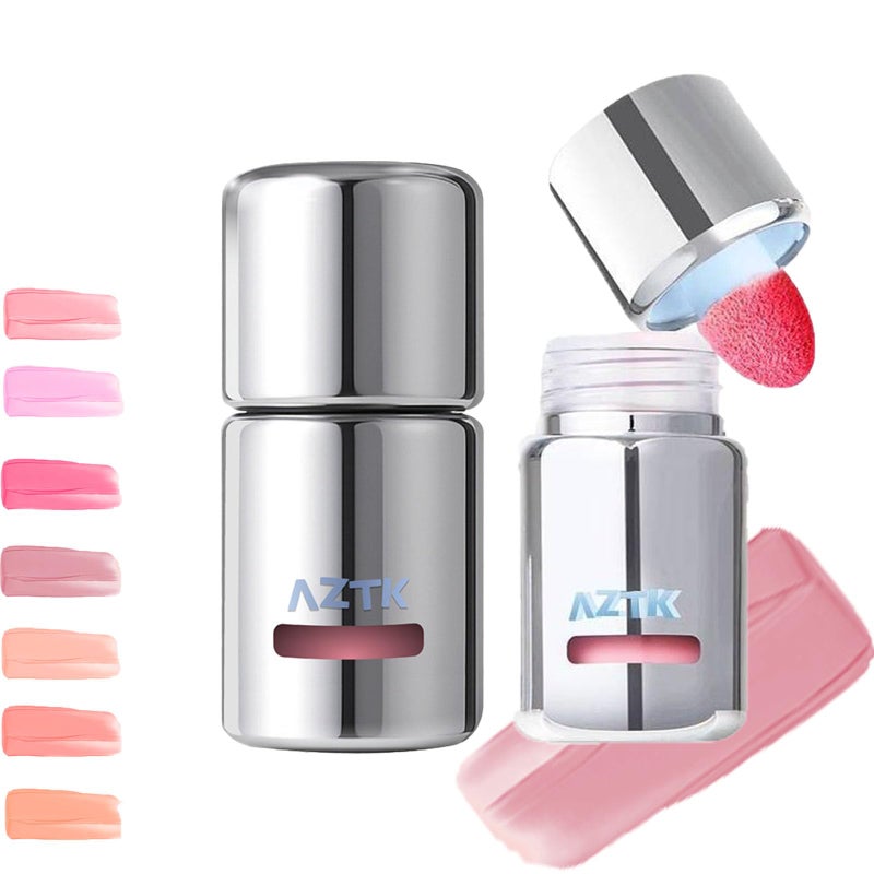 Aztk Liquid Blush, Aztk Jelly Color Liquid Blushes, Blush for Cheeks, Blushes Lotion with Sponge Head, High-Pigment, Long-Lasting, Waterproof, Matte Finish, 5ml (JC04) - Image 1