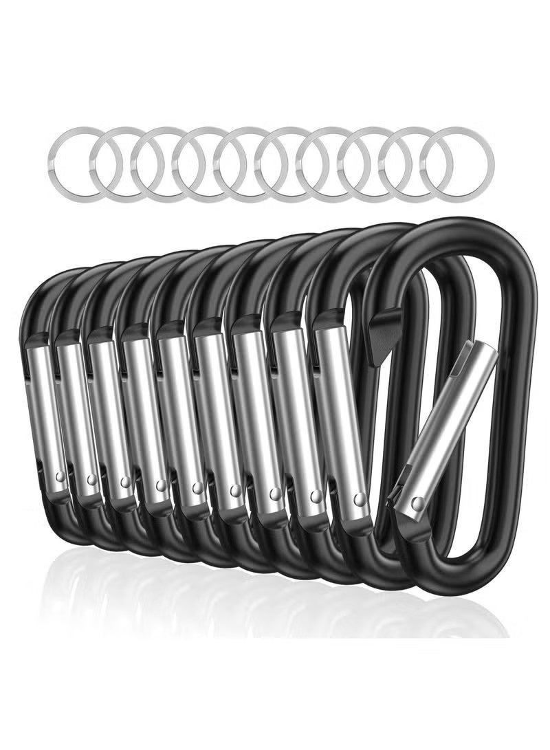 حلقة D من الألومنيوم مقاس 1.8 بوصات، مشابك Carabiner، خطاف زنبركي سريع لمشبك سلسلة المفاتيح، مجموعة من 10 قطع - Image 1