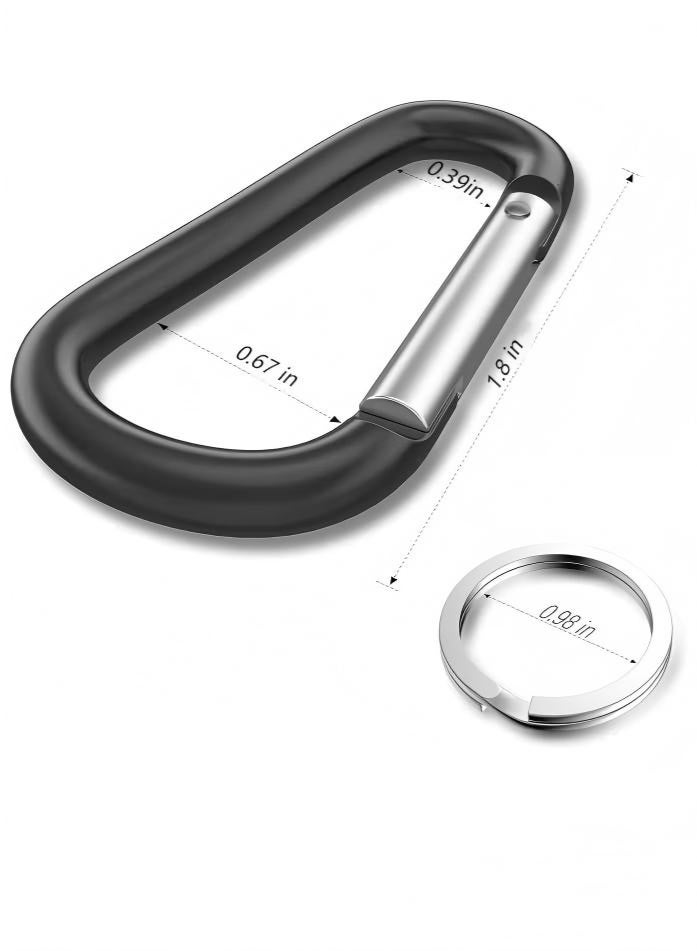 حلقة D من الألومنيوم مقاس 1.8 بوصات، مشابك Carabiner، خطاف زنبركي سريع لمشبك سلسلة المفاتيح، مجموعة من 10 قطع - Image 3