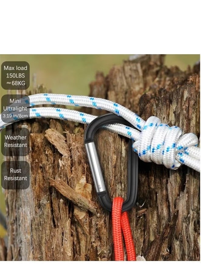 حلقة D من الألومنيوم مقاس 1.8 بوصات، مشابك Carabiner، خطاف زنبركي سريع لمشبك سلسلة المفاتيح، مجموعة من 10 قطع - Image 5