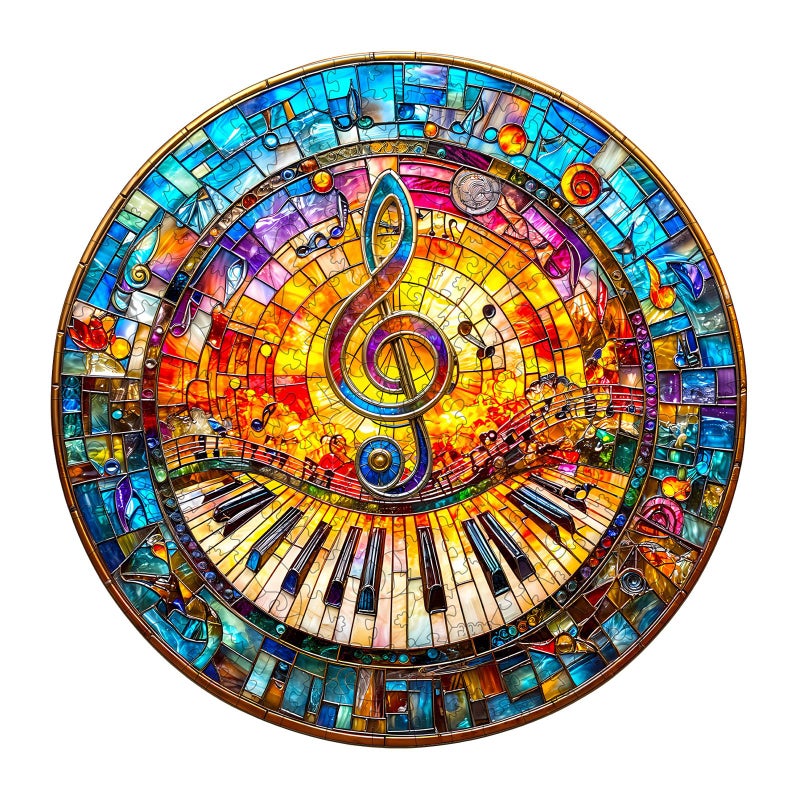 Artipuz Wooden Puzzles for Adults Stained Glass Music Wooden Magic Puzzle Unique Shape Wood Jigsaw Puzzle for Adults Wood Puzzles Adult Gifts for Family Wall Art Home Decor 100pcs 85 85in S - Image 3