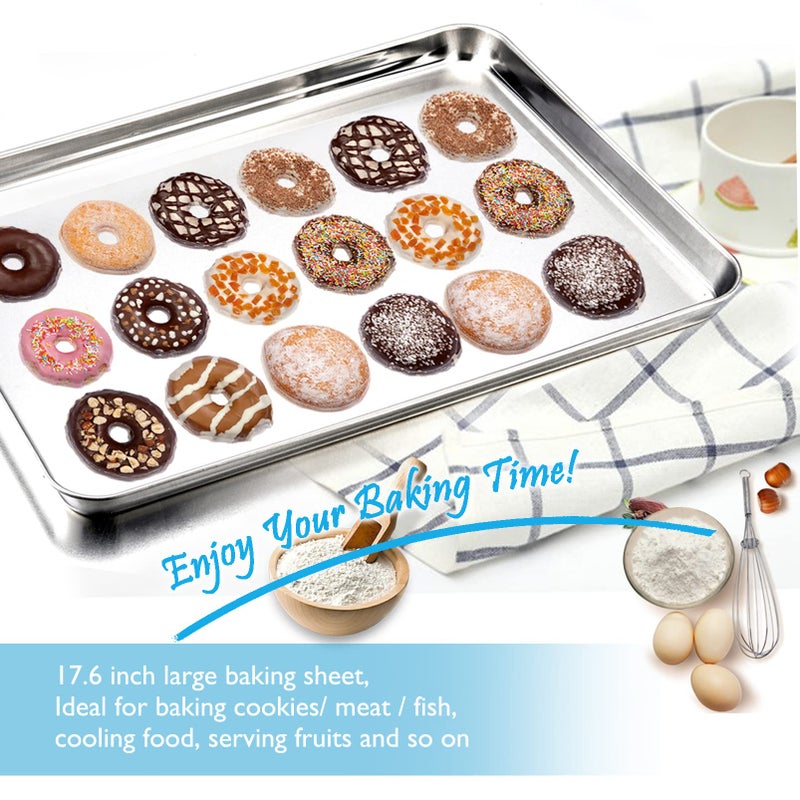 TeamFar Baking Sheet, 17.6â€™â€™ x 13â€™â€™ x 1â€™â€™ Stainless Steel Large Cookie Sheet Baking Tray Pan for Oven, Non-Toxic & Healthy, Rust Free & Heavy Duty, Mirror Finish & Dishwasher Safe - Image 4
