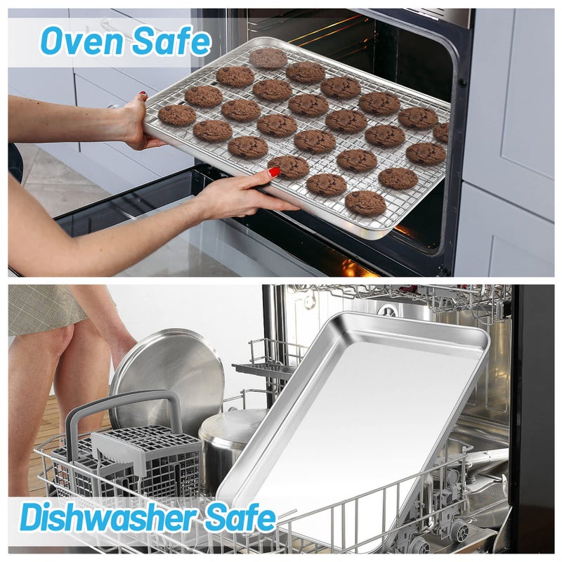 TeamFar Baking Sheet, 17.6â€™â€™ x 13â€™â€™ x 1â€™â€™ Stainless Steel Large Cookie Sheet Baking Tray Pan for Oven, Non-Toxic & Healthy, Rust Free & Heavy Duty, Mirror Finish & Dishwasher Safe - Image 3