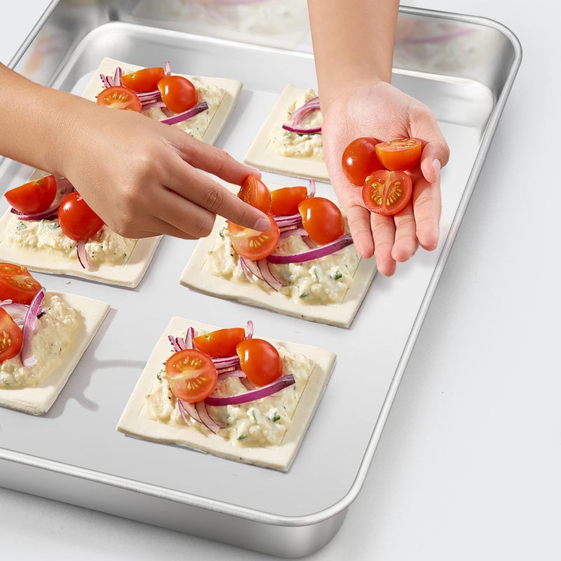 TeamFar Baking Sheet, 17.6â€™â€™ x 13â€™â€™ x 1â€™â€™ Stainless Steel Large Cookie Sheet Baking Tray Pan for Oven, Non-Toxic & Healthy, Rust Free & Heavy Duty, Mirror Finish & Dishwasher Safe - Image 5