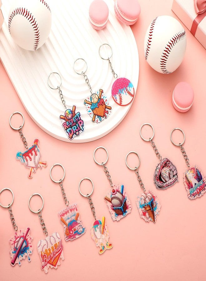 Kenning 36 Sets Ice Cream Drip Baseball Acrylic Keychain Gifts Bulk Baseball Party Event Team Gift Souvenir Party Favors(Ice Cream Drip) - Image 2