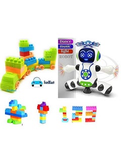 FunBlast Dancing Robot with Music, 3D Flashing Lights, Dancing Naughty Robot for Kids and Building Blocks for Kids with Wheel 50 PCS Bag Packing Educational Learning Toys for Kids,Boys,Girls,Children - pzsku/Z95E2087B92FB90DEC9B6Z/45/_/1740118807/9b20bb4a-ea00-4f04-8ae4-d212297bec77