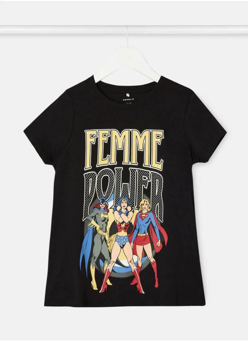 NAME IT Girl Femme Power Crew Neck T-Shirt