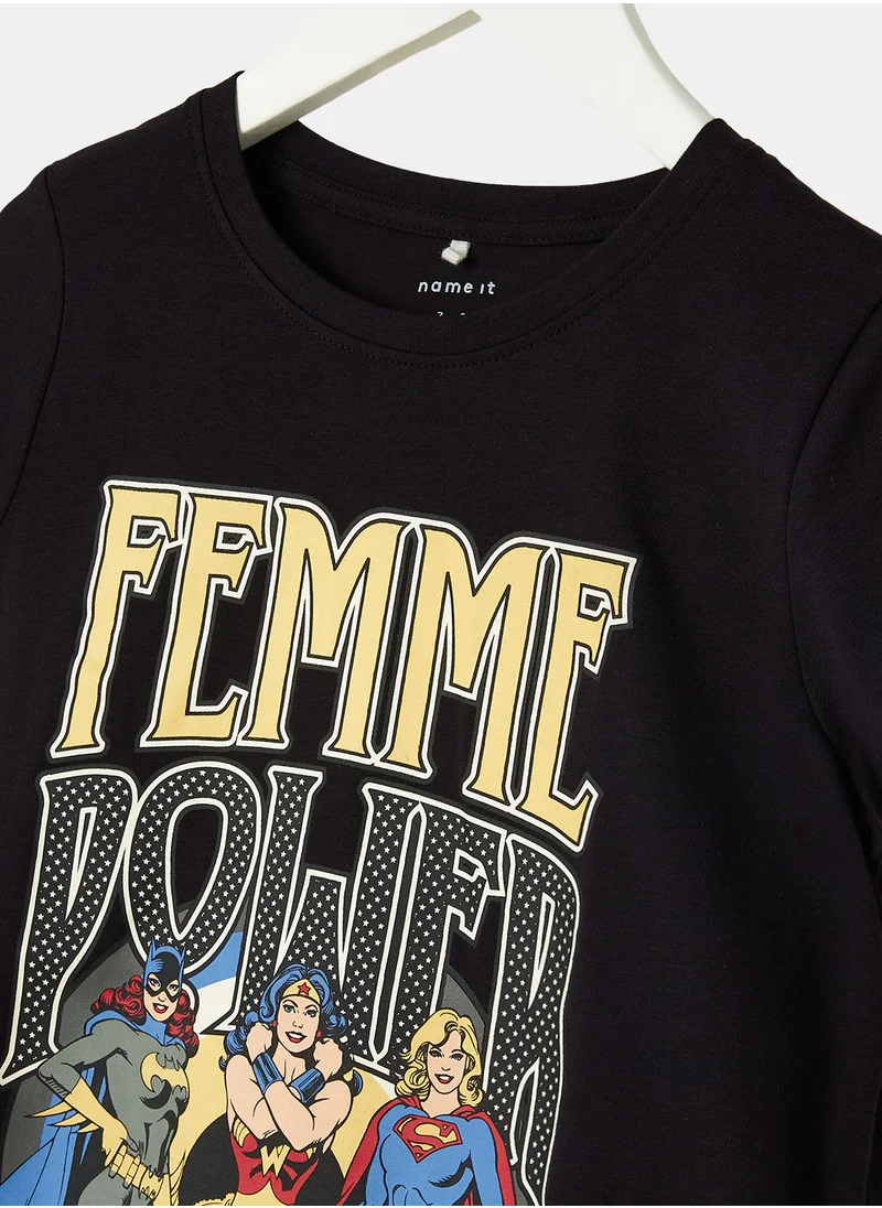 NAME IT Girl Femme Power Crew Neck T-Shirt