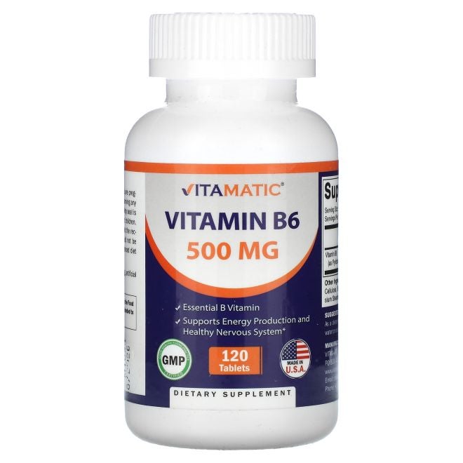 Vitamatic Vitamin B6 500 mg 120 Tablets - Image 1