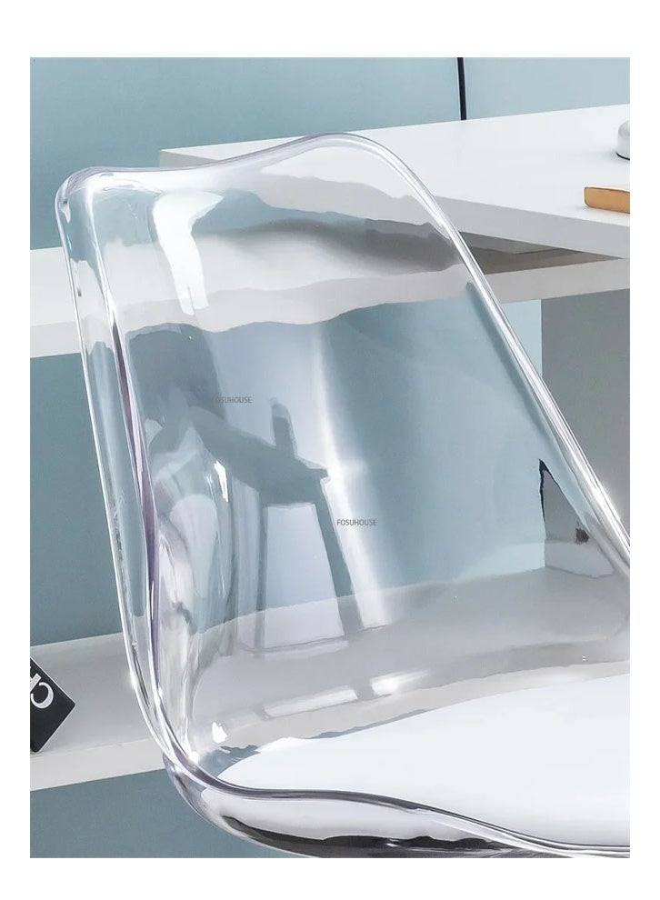 keke Computer Chair [Upgraded with Footrest] Versatile Transparent Backrest + White Cushion + Sturdy Thickened Steel Legs - Image 2