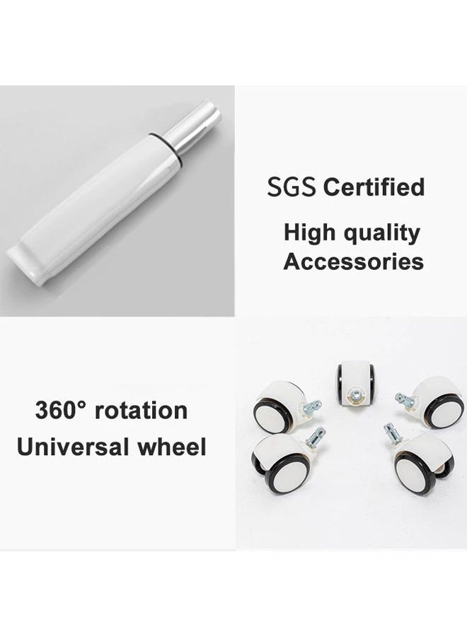 keke Computer Chair [Upgraded with Footrest] Versatile Transparent Backrest + White Cushion + Sturdy Thickened Steel Legs - Image 4