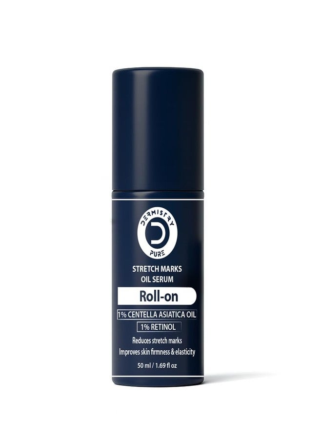 Dermistry Stretch Marks Scar Removal Roll On Oil Serum with Retinol & Centella Asiatica Bio Oil for Men Women During After Pregnancy Weight Gain or Loss Removes Hyperpigmentation Uneven Tone 50ml - Image 2
