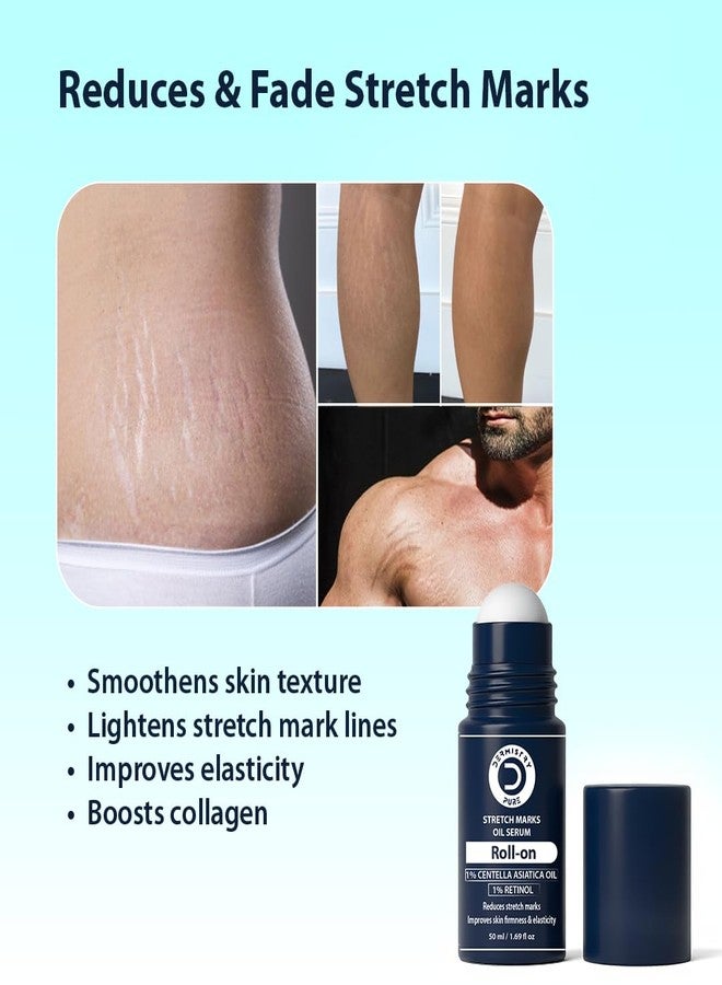 Dermistry Stretch Marks Scar Removal Roll On Oil Serum with Retinol & Centella Asiatica Bio Oil for Men Women During After Pregnancy Weight Gain or Loss Removes Hyperpigmentation Uneven Tone 50ml - Image 4