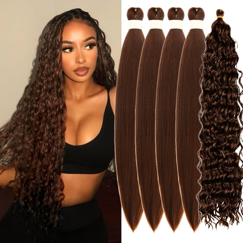 Leticia Brown Braiding Hair Pre stretched 30# Boho Hair for Braiding Hypoallergenic Synthetic Knotless Crochet Boho Braids - Image 1