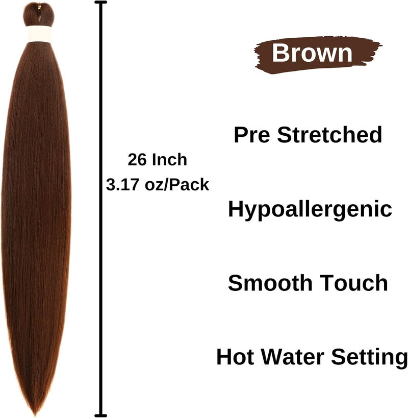 Leticia Brown Braiding Hair Pre stretched 30# Boho Hair for Braiding Hypoallergenic Synthetic Knotless Crochet Boho Braids - Image 2