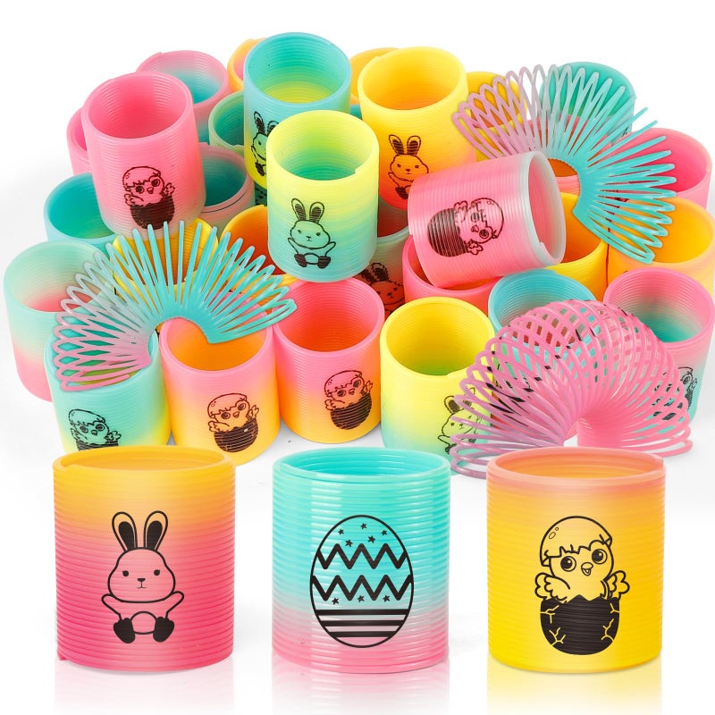 CLEVERZONE 36 Packs Spring Rainbow Magic Fidget Stress Coil Mini Springs Bulk Toys Party Favor Carnival Prize Goodie Bag Stuffers For Kids Boys Girls Easter - Image 3