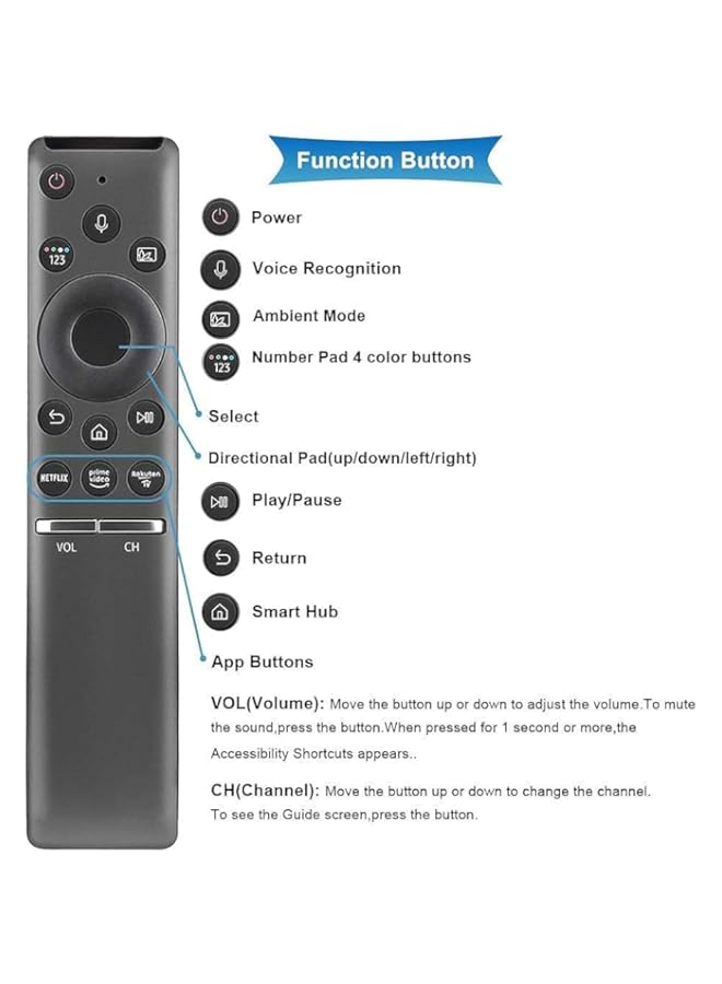 HuHa Remote for Smart TV Voice Mic Bluetooth Replacement Controller BN59-01312A and 4K 8K UHD Curve TV, 6 7 8 Series LED LCD QLED 32 40 43 45 49 50 55 60 inch TV - Image 5