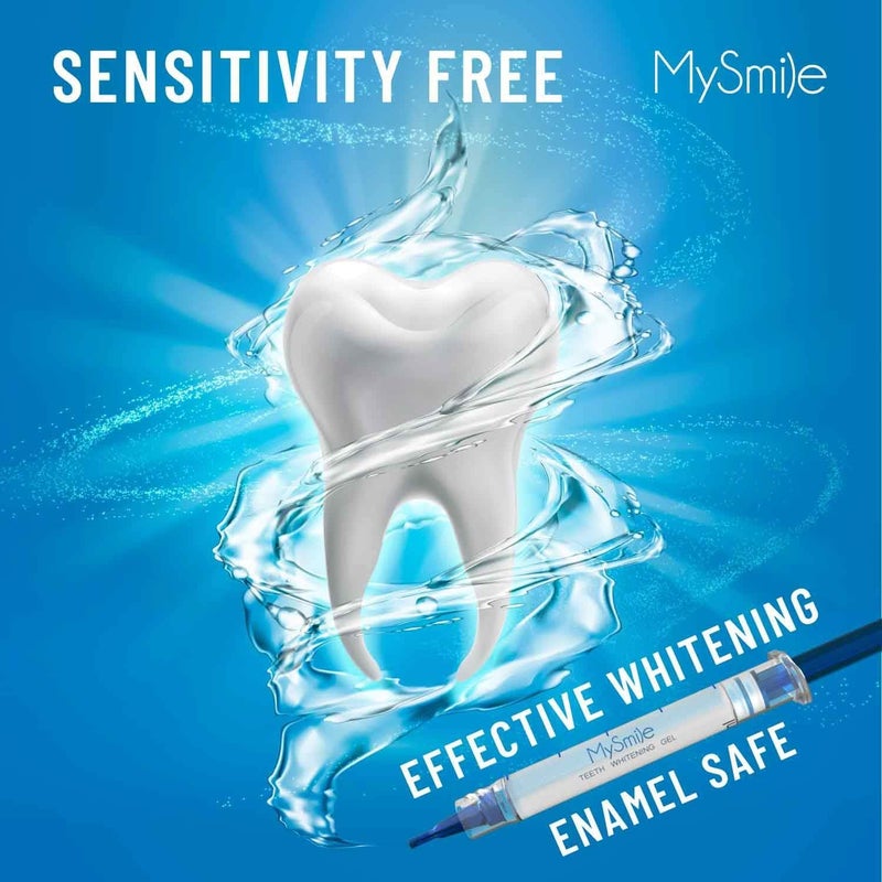 MySmile مجموعة تبييض الأسنان MySmile مع ضوء LED، تبييض سريع غير حساس للأسنان خلال 10 دقائق مع 3 جل تبييض كارباميد بيروكسيد، يساعد على إزالة البقع من القهوة، التدخين، النبيذ، الصودا، الطعام - Image 5