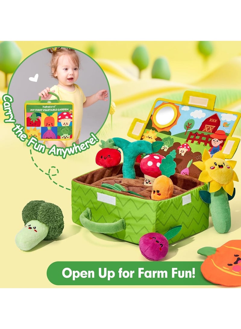 Baby Toys 6+ Months - Fruits Vegetables Garden Plant Plush - 6 Month Old Toys Montessori Sensory Toy Carrot Flower with Rattles, Mirror, Squeaker, Textures, Crinkle Tissues for Babies Gifts - Image 5