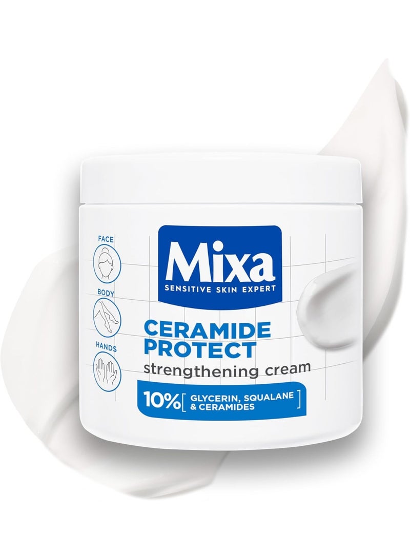 Mixa Body Cream, Ceramide Protect, Strengthening Cream, Body Moisturiser for Very Dry, Sensitive Skin, with 10% Glycerin, Squalane & Ceramides, Fragrance-Free, 400ml